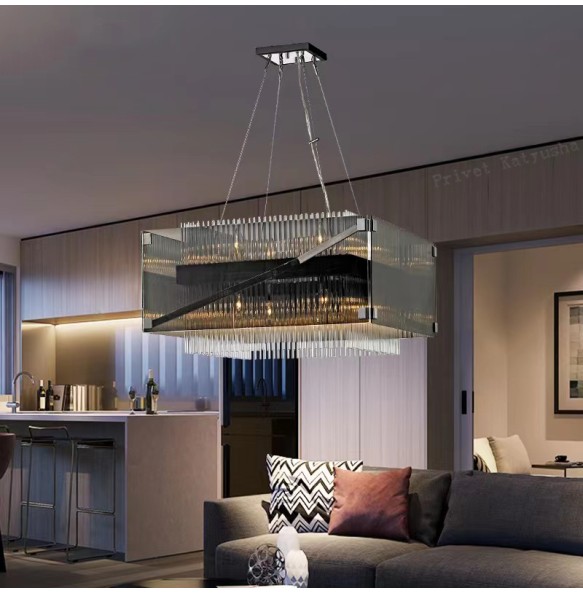 Luxury Long Dining Pendant Light 2024 New Designer Crystal Glass Lustres Led Living Room Lampe Home Decor Ceiling Chandelier