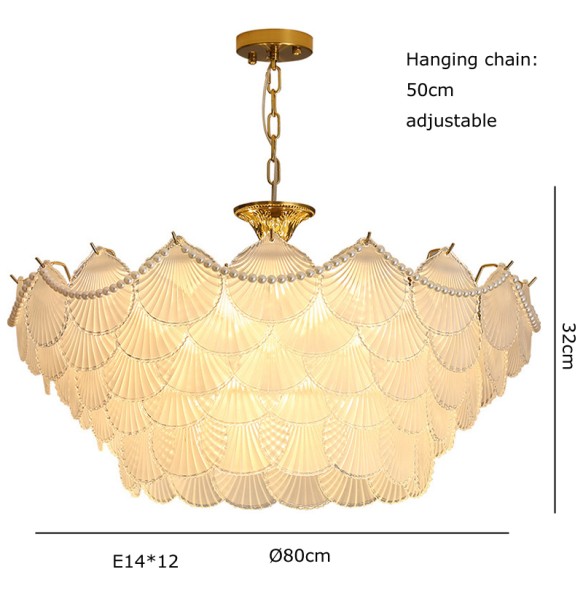 Shell Glass Modern Suspension Lustre Pendant Light 2024 LED Luxury Hanging Lamp Popular Home Appliance For Home Decoration