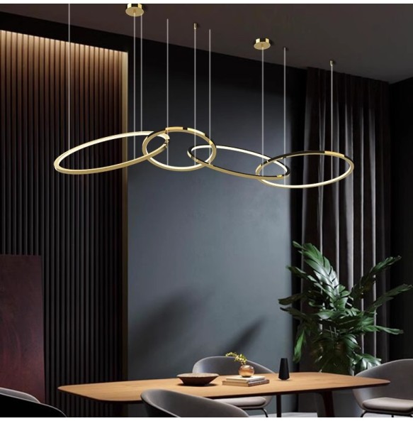 Modern Luxury Stainless Steel Silicone Pendant Lamp Gold Round Lustres Led Home Decoration Dining Table Hanging Lamps 2024