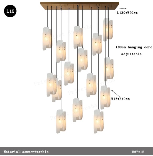 Luxury Marble Pendant Light Villa Stairecase Ceiling Chandelier Home Decor Marble Hanglamp Lustres Dining Room Lamps 2024