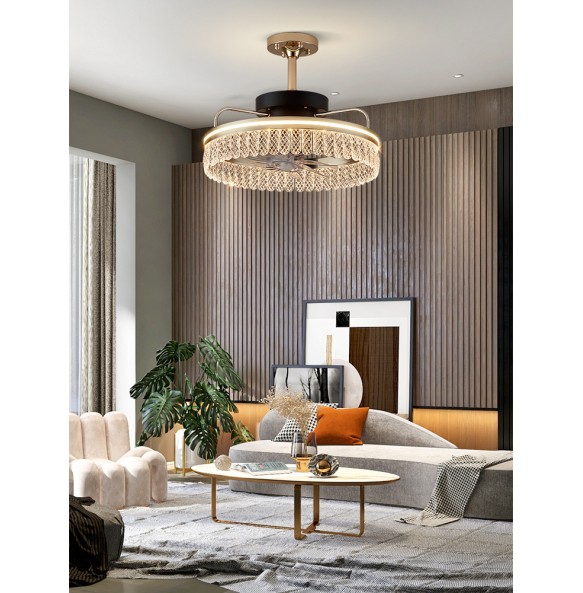 Lustre Dimmable LED Pendant Light Fan Light Light Luxury Modern Suspension Hanging Lamp Home Decor Appliance Living Room Foyer