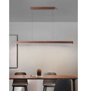 Modern Minimalist Wooden Pendant Light Home Decoration Long Solid Wood Light Fixture Black Walnut Hanging Lamp for Dining Room