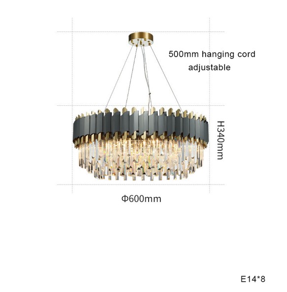 Modern 2024 Lustres LED Matte Black Crystal Pendant Lamp Luxury Ceiling Chandelier Dimmable Home Decor for Dining Table