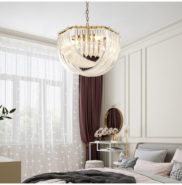 Lustre Glass Hanging Lamp Dimmable LED Modern Suspension Light Luxury Pendant Light Home Decor Appliance Restaurant Hotel