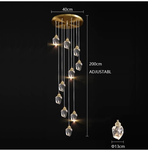 Modern Luxury Staircase Crystal Ceiling Chandelier Long Large Pendant Lamp Home Decor Lustres 2024 Hanglamp Brass Light Fixture