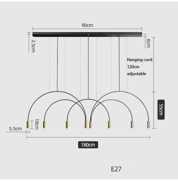 Nordic Style Minimalism Modern Suspension Black Gold Chandelier 2024 Dimmable LED Hanging Lamp Home Decor Appliance Cafe Hotel