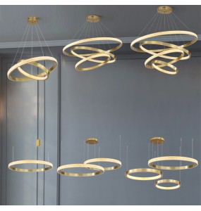 Modern Round Ring Led Pendant Lights Dimmable for Bedroom Dining Living Room Designer Chandelier Home Decor Lusters Luminaires