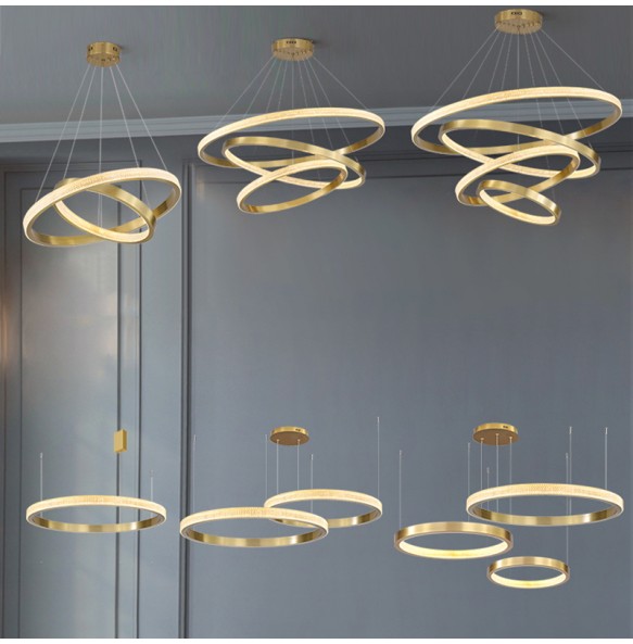 Modern Round Ring Led Pendant Lights Dimmable for Bedroom Dining Living Room Designer Chandelier Home Decor Lusters Luminaires