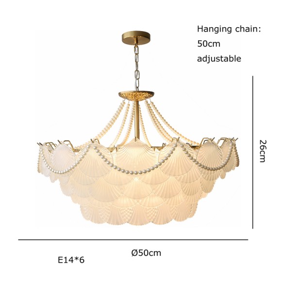 Shell Glass Modern Suspension Lustre Pendant Light 2024 LED Luxury Hanging Lamp Popular Home Appliance For Home Decoration