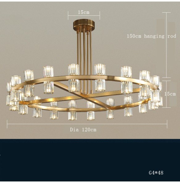 Modern Luxury Copper Crystal Led Pendant Light luminária Home Decor Chandelier Suspension for Foyer Living Room