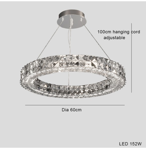 New Ring Crystal Pendant Light Simple Chandelier Home Decoration Lustres Luxury Hanging Lamps for Villa Foyer