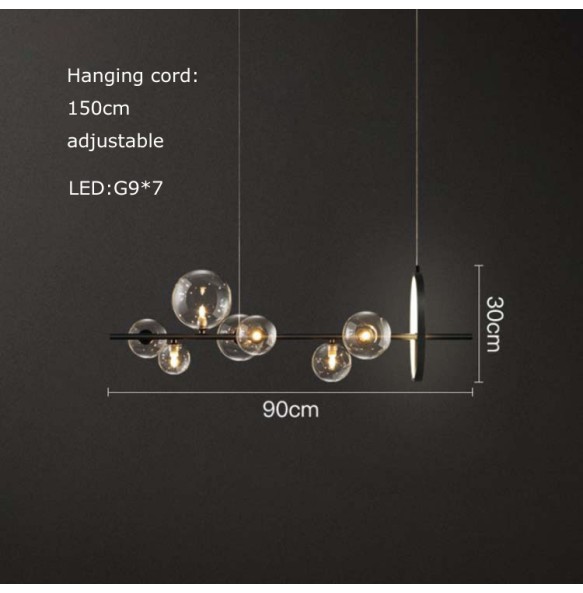 Modern Led Ceiling Chandelier Lighting Clear Glass Bubbles Long G9 Pendant Lamp Home Decor Lampe Kitchen Dining Room Bar Lustre