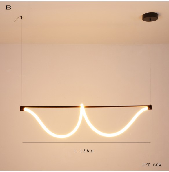 Modern 2024 Home Decor Long Silicone Strip Hanglamp Bar Kitchen Island Ceiling Chandelier Luminária Lustres Dining Room Lampara