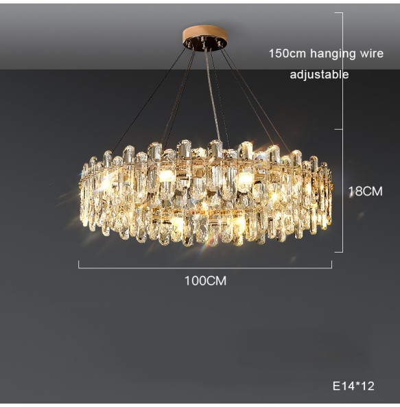 Lustre Luxury K9 Crystal Pendant Lights Modern Elegant Gold Chandelier Home Decoration Light Fixture for Foyer Living Room Villa