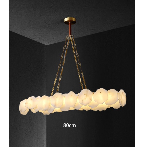 LED White Marble Copper Pendant Light Ivory Modern 2024 Ceiling Chandelier Home Decor Lustre Hanging Lamp for Dining Room