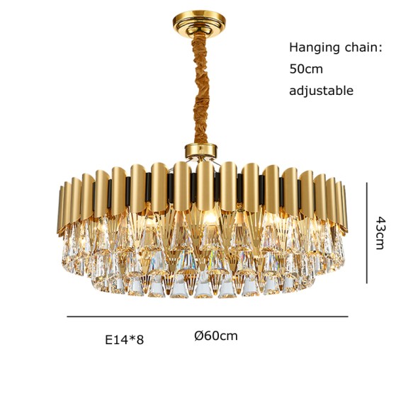 Luxury Gold Pendant Light Big 2024 Classic LED Dimmable Crystal Light Fixture Lustre Home Appliance Home Decor Dining Room