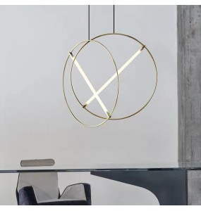 Modern Simple Hanging Lamp LED Suspension Gold Silver Black White Round Pendant Light Home Decor Dining Room Ring Lamps