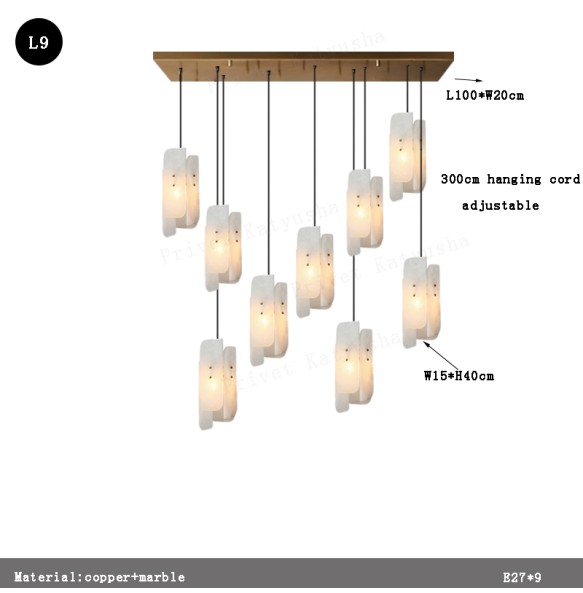 Luxury Marble Pendant Light Villa Stairecase Ceiling Chandelier Home Decor Marble Hanglamp Lustres Dining Room Lamps 2024