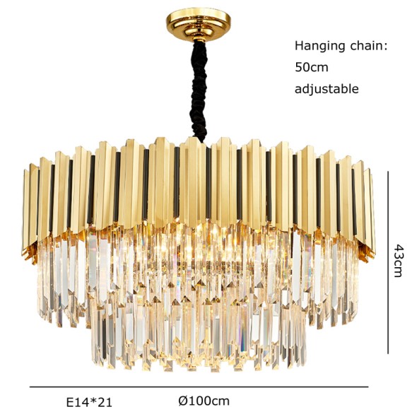 Luxury Gold Silver Crystal LED Light Fixture Lustre Pendant Light Home Appliance Home Decor Living Room Chandeliers