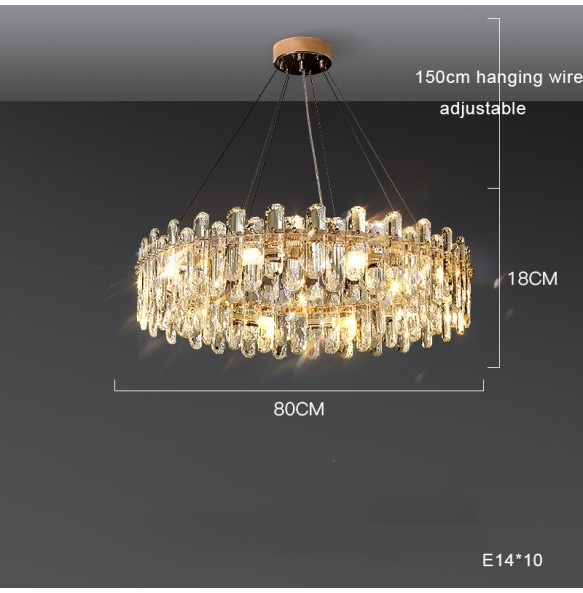 Lustre Luxury K9 Crystal Pendant Lights Modern Elegant Gold Chandelier Home Decoration Light Fixture for Foyer Living Room Villa