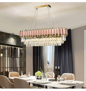 Modern 2024 Lustres LED Matte Black Crystal Pendant Lamp Luxury Ceiling Chandelier Dimmable Home Decor for Dining Table