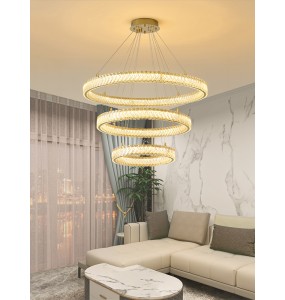 Modern Suspension Arrow Shaped Crystal Gold Round 2024 New Trend Pendant Light Dimmable LED Home Decor Appliance Lobby