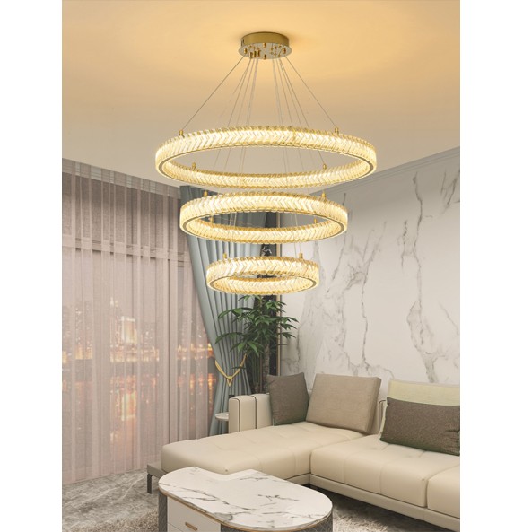 Modern Suspension Arrow Shaped Crystal Gold Round 2024 New Trend Pendant Light Dimmable LED Home Decor Appliance Lobby