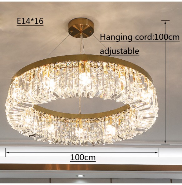 Luxury Gold Crystal Ceiling Pendant Lights Led Home Decoration Hanging Lamps Cristal Lustres over Dining Table Lamparas