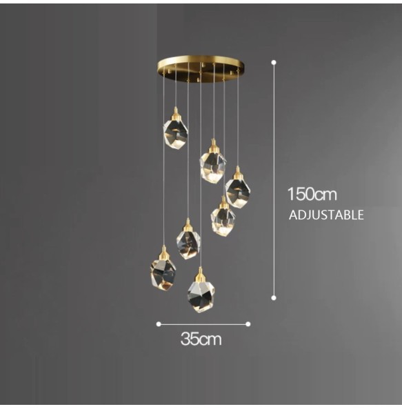 Modern Luxury Staircase Crystal Ceiling Chandelier Long Large Pendant Lamp Home Decor Lustres 2024 Hanglamp Brass Light Fixture