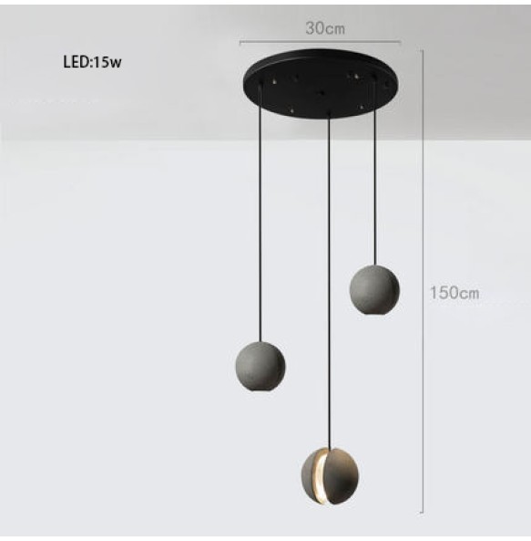 Lunar Surface Shaped Pendant Light Spherical Hanging Lamp Round Cement Grey Modern Suspension Dimmable LED Home Decoration