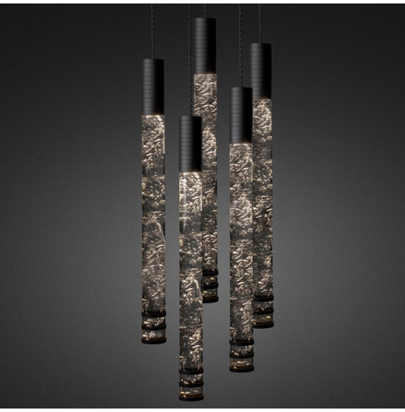 Modern Long Cylindrical Crystal Pendant Lights over Kitchen Island Home Decor Bedside Hanging Lamps Business Place Lighting