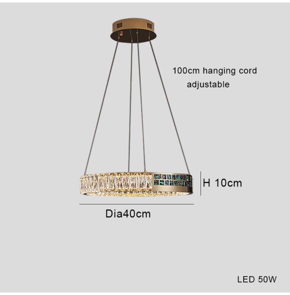 Led Luxury Ring Crystal Pendant Light Gold Stainless Steel Chandelier 2024 Christmas Decoration Lustres for Living Room