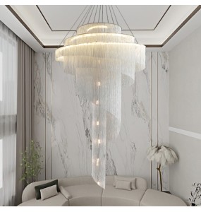 Led New Design Aluminum Tassel Pendant Light Luxury Gold Avize Modelleri 2024 Creative Lustre Salon Plafonnier Living Room Villa