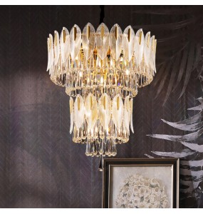 Nordic Luxury Led Lustre Crystal Pendant Lights Modern Gold Chandelier Home Decoration Light Dimmable Chandelier for Foyer