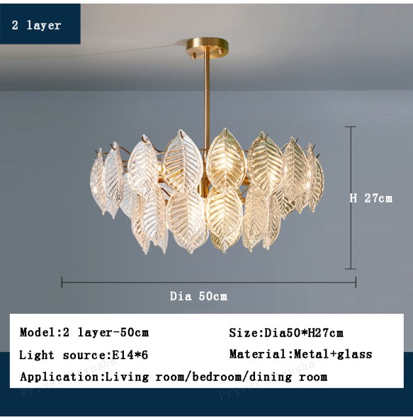 Modern Glass Ceiling Chandelier Home Decor Glass Leaf Lighting Led Dining Room Chandeliers Living Room Luxury Lustres