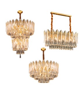 Nordic Luxury Led Lustre Crystal Pendant Lights Modern Gold Chandelier Home Decoration Light Dimmable Chandelier for Foyer