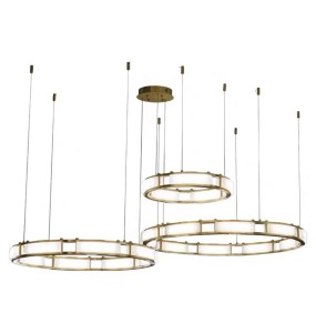 Post-Modern Led Round Marble Pendant Light Home Decor Luxury Suspension Luminaire Lustre Living Room Dimmable Chandelier