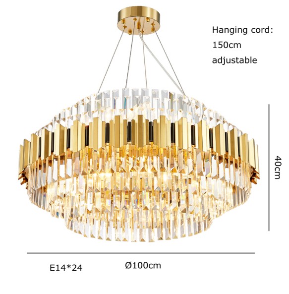 Nordic Gold Crystal Ceiling Chnadelier Home Decor Luxury Hanging Lamps over Dining Table Living Room Lustre Big Lamps