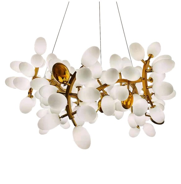 White Luxury Large Glass Pendant Lights Led Home Decor Postmodern Chandelier Creative Lamps Lustres for Villa Foyer Lobby