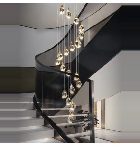 Modern Luxury Staircase Crystal Ceiling Chandelier Long Large Pendant Lamp Home Decor Lustres 2024 Hanglamp Brass Light Fixture