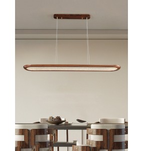 Modern Creative Walnut Pendant Lamp for Ceiling Long Dining Room Bar Chandelier Led Home Decor Light Fixture