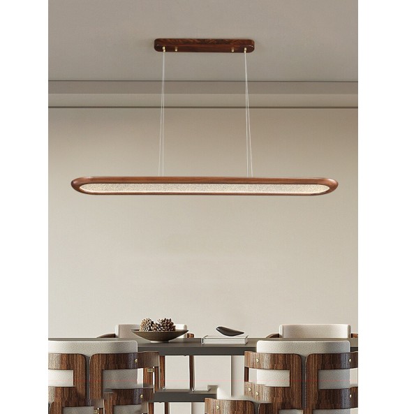 Modern Creative Walnut Pendant Lamp for Ceiling Long Dining Room Bar Chandelier Led Home Decor Light Fixture