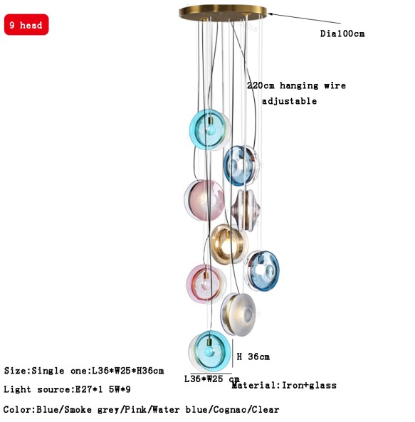 Modern Glass Hanging Lmap for Ceiling Long Led Chandeliers Pendant Light 2024 New Designer Lustres for Dining Room Staircase