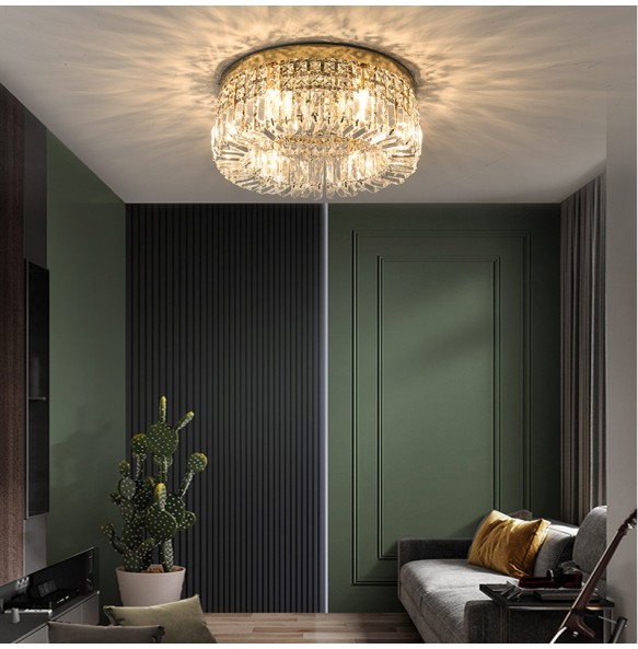 Luxury Gold Crystal Ceiling Pendant Lights Led Home Decoration Hanging Lamps Cristal Lustres over Dining Table Lamparas