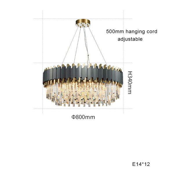 Modern 2024 Lustres LED Matte Black Crystal Pendant Lamp Luxury Ceiling Chandelier Dimmable Home Decor for Dining Table