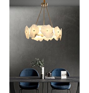 LED White Marble Copper Pendant Light Ivory Modern 2024 Ceiling Chandelier Home Decor Lustre Hanging Lamp for Dining Room