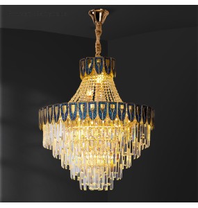 Amber European Chandelier Clear Crystal Pendant Light Led Luxury K9 Crystal Chandelier Dimmable Lustres for Living Room