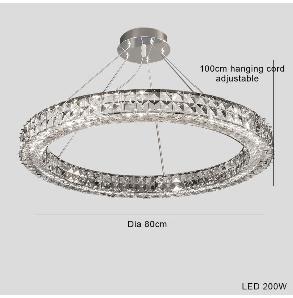 New Ring Crystal Pendant Light Simple Chandelier Home Decoration Lustres Luxury Hanging Lamps for Villa Foyer