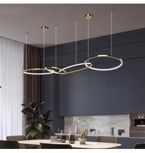 Modern Luxury Stainless Steel Silicone Pendant Lamp Gold Round Lustres Led Home Decoration Dining Table Hanging Lamps 2024