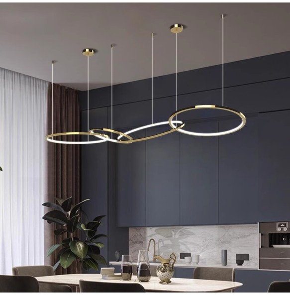 Modern Luxury Stainless Steel Silicone Pendant Lamp Gold Round Lustres Led Home Decoration Dining Table Hanging Lamps 2024